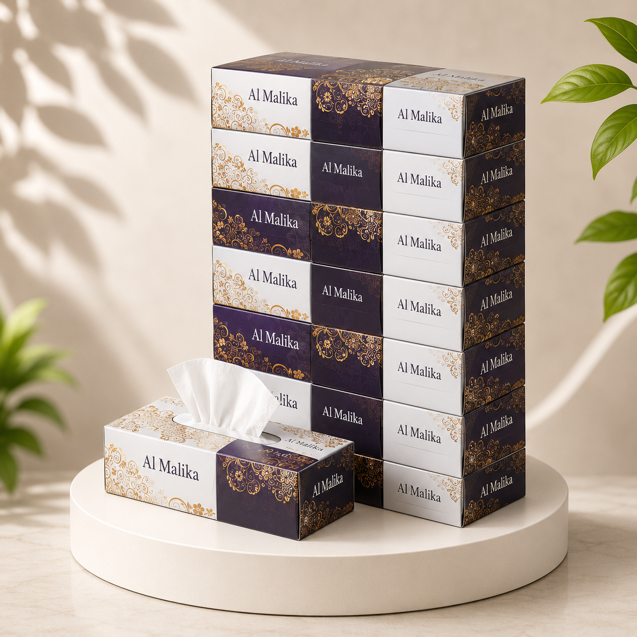 مناديل الملكة الورقية 100 ورقة – كرتون 50 علبة | Al Malika Facial Tissue