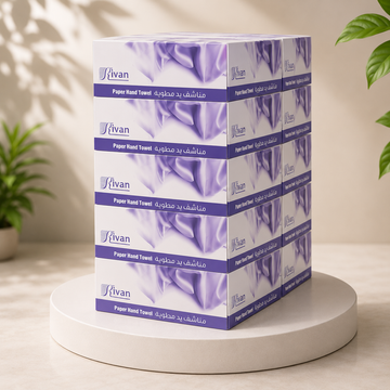 مناشف يد ورقية مطوية ريفان Rivan – 25 علبة × 200 ورقة – طبقتين