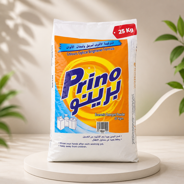 مسحوق غسيل برينو Prino 25 كجم – منظف ملابس اقتصادي بتركيبة متطورة للتنظيف القوي