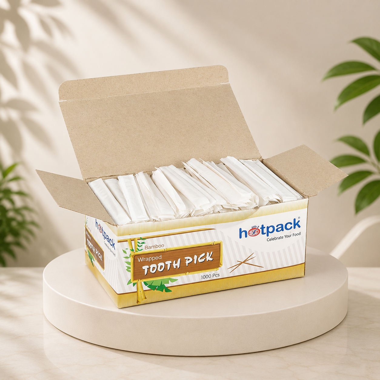 أعواد أسنان من خشب البامبو – هوت باك (Hotpack) 1000 قطعة
