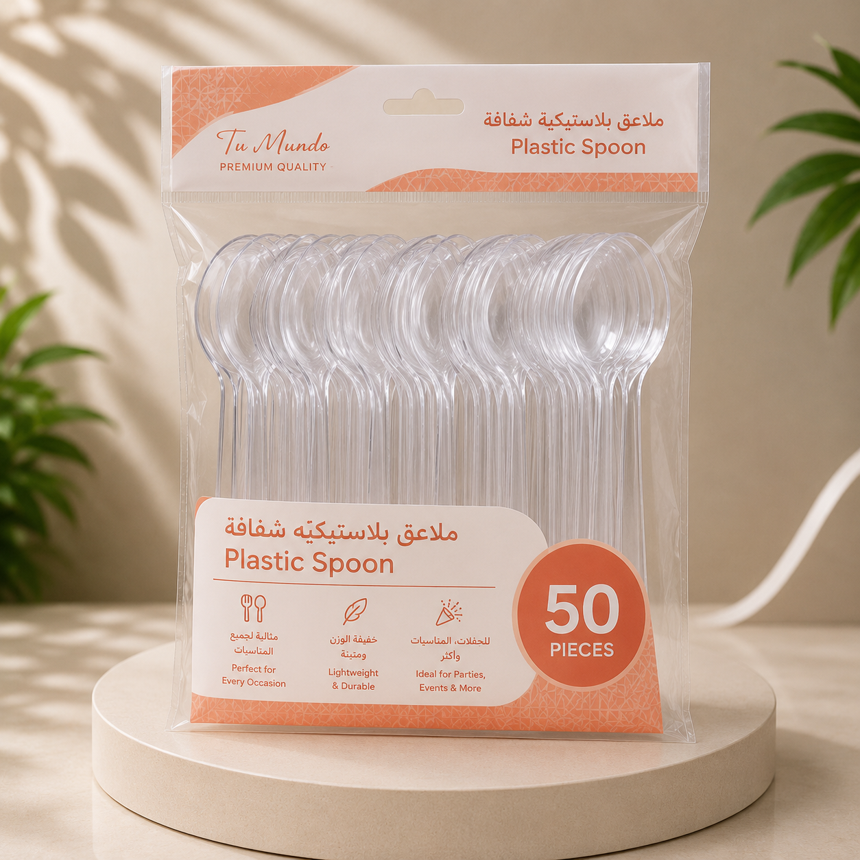 ملاعق بلاستيكية شفافة – 50 حبة
